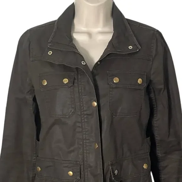 J.‎ Crew Downtown Field Waxed Utility Jacket Olive Green Brown 19034 Size XS - Picture 8 of 11